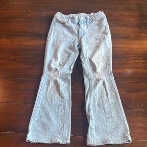 Girls Size 8 Old Navy Blue High Rise Distressed Flared Jeans